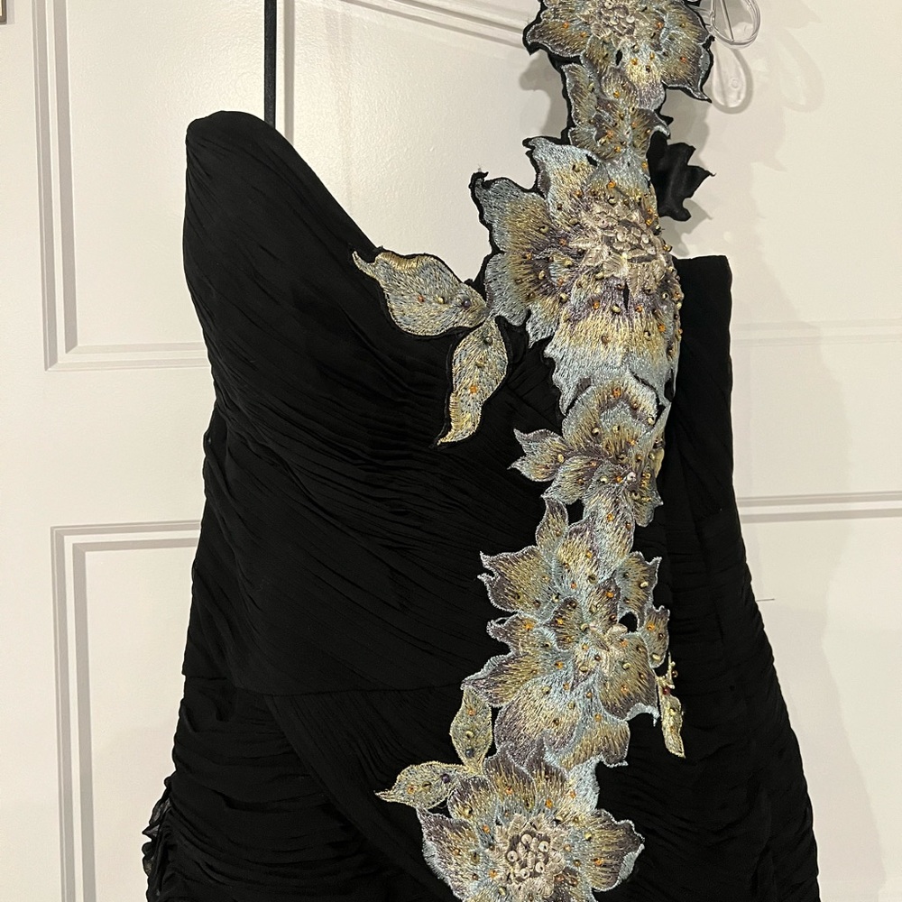 Jovani One Shoulder Chiffon Gown. Size 16